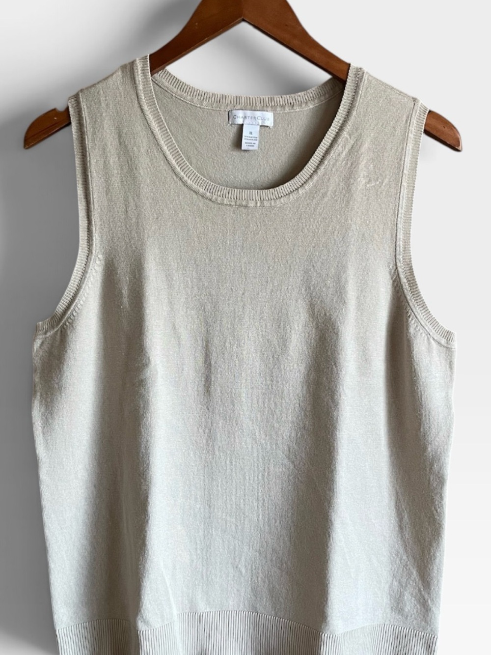 Beige Sleeveless Knit Top